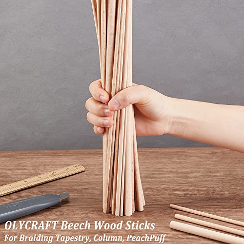 OLYCRAFT 36Pcs Dowel Rods Wood Sticks 3mm 4mm 5mm 6mm 8mm 10mm Assorted Sizes Beech Wood Sticks Unfinished Dowel Round Wood Dowels for DIY Projects