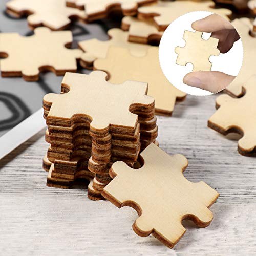 50pcs Wooden Puzzles for Toddlers DIY Puzzle Kit Cutouts Ornaments Puzzle for Toddlers Unfinished Blank Puzzle Wood Toys Wooden Puzzle Square Chips