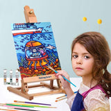 Falling in Art Painting Set for Kids with Table Easel-Acrylic Painting Starter Kit with Art Smock, 12 Acrylic Paints, 12 Water Soluble Colored Falling in Art