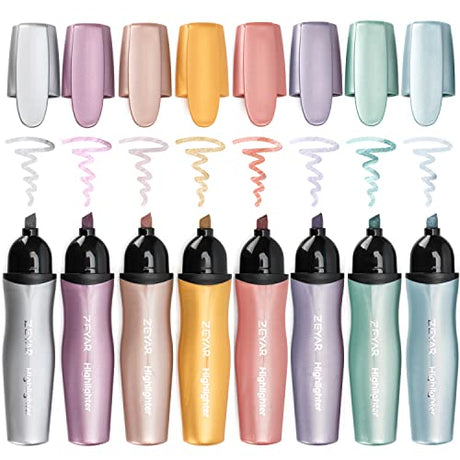 ZEYAR Aesthetic Highlighter Pen, Mystic Gems Colors, Chisel Tip Marker Pen, Water Based, No Bleed Dry Fast Easy to Hold, for Study Notes School ZEYAR