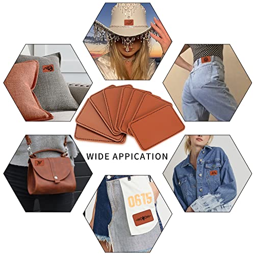 40 Pcs Leatherette Hat Patches with Adhesive, Blank Rectangle Faux Leather Patches for Custom Hats Clothes Bags DIY Crafts Fabric Repair Sew Laser ywchoshe