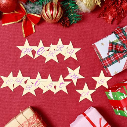 Hion Wooden Stars, 100 Pcs 2 inch Unfinished Wood Pieces - Christmas Blank Cutouts Ornaments - Ideal for Craft Projects, Christmas Party and Wedding