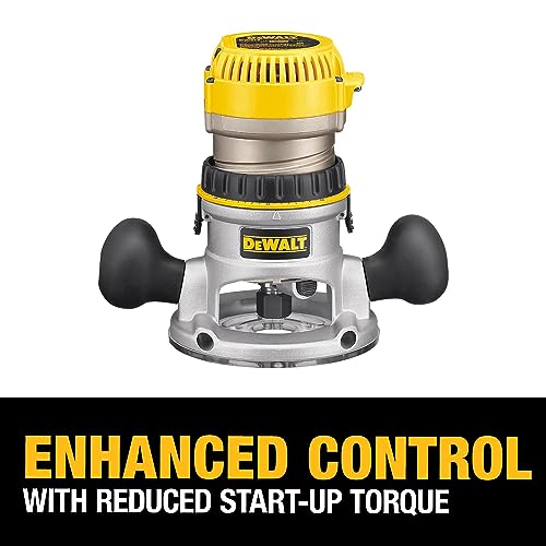 DEWALT Router, Fixed Base, 12-Amp, 24,000 RPM Variable Speed Trigger, 2-1/4HP, Corded (DW618) Yellow DEWALT