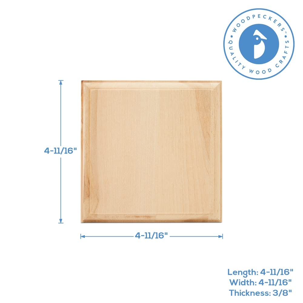 Unfinished Wooden Coasters 4.7", Pack of 4 Wood Squares for Crafts Mini Wood Blanks DIY Coasters Square Wood Pieces, by Woodpeckers Woodpeckers