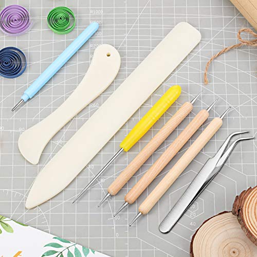 8 Pieces Bone Folder Tools Include 2 Pieces Bone Folder Paper Creaser 3 Pieces Double Head Indentation Pens with Sugar Stir Needle Quilling Needle Pen and Tweezers for Card Making Scrapbooking