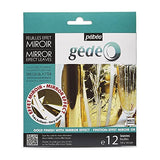 Pébéo Gédéo Mirror Effect 24k Gold Leaves Adhesive Sheet - 12 Sheets, 5 ½ x 5 ½ Inches, Art and Craft Supplies, for Painting, Home Decor, or Pebeo