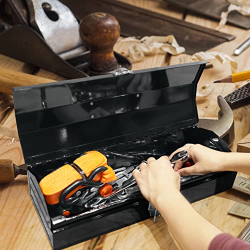 Torin ATB102B 16" Hip Roof Style Portable Steel Tool Box with Metal Latch Closure, Black - WoodArtSupply