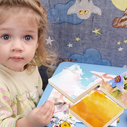 FSWCCK 10 Pcs 6x6 Wood Panel Boards, Unfinished Wood Canvas Wooden for Crafts, Painting Canvas, DIY Art Projects, Pouring, Arts Use with Oils, FSWCCK