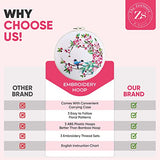 ZENSTORE 3 Sets Embroidery Kit For Beginners Adults - 3 Plastic Hoops And 3 Flowers Hand Embroidery Patterns - Needlepoint Kits For Adults - Easy The ZenStore