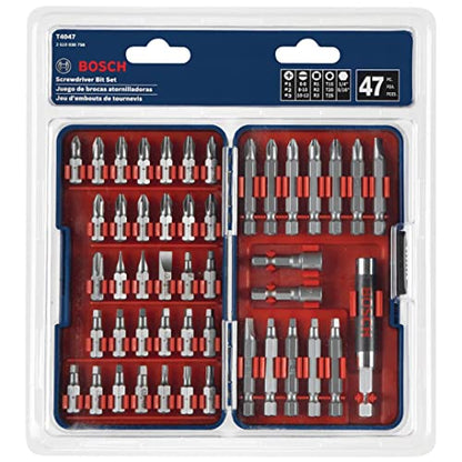 BOSCH T4047 47-Piece High-Carbon Steel Hex Shank Screwdriver Bit Assorted Set - WoodArtSupply