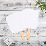 Fan Handle Craft Sticks Wavy Wooden Sticks, Blank White Cardstock, Double Sided Tape Church Fans for DIY Crafting Painting Hand Held Parlor Fans Kathfly