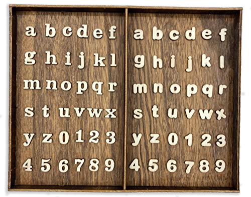 740 Pieces Half Inch Mini Blank Wood Lowercase Letters Unfinished Wooden Numbers with Stained Tray for Scrapbooking DIY Project - WoodArtSupply