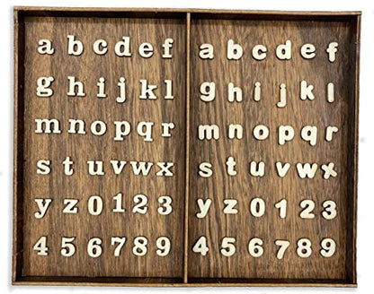 740 Pieces Half Inch Mini Blank Wood Lowercase Letters Unfinished Wooden Numbers with Stained Tray for Scrapbooking DIY Project - WoodArtSupply