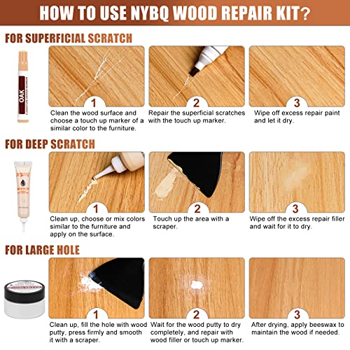 Wood Furniture Repair Kit- Set of 41 Laminate Vinyl Floor Repair Kit Wood Fillers,Floor Scratch Repair, Touch Up Markers, Restore Hardwood Scratches, NYBQ