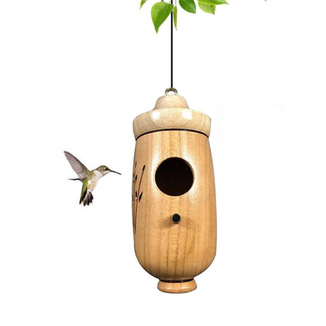 Shirem Wooden Hummingbird House, Wooden Hummingbird House-Gift for Nature Lovers, Wooden Hummingbird House, Hummingbird House for Outside Hanging Generic