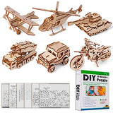 calary 3D Wooden Puzzle Simulation Animal Dinosaur Assembly DIY Model Toy for Kids and Adults,Set of 6 calary