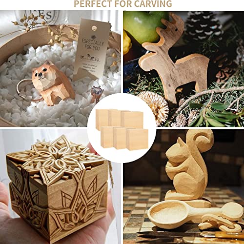 RHBLME 12 PCS Basswood Carving Blocks, 4" x 4" x 1" Unfinished Wood Blocks for Carving, Wooden Cubes Soft Solid Wooden for Beginners or Expert RHBLME