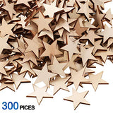 300 Pieces Wooden Stars Shape Unfinished Wood Stars Pieces Blank Wood Pieces Wooden Cutouts Ornaments for Craft Project and Christmas Party Wedding Gejoy
