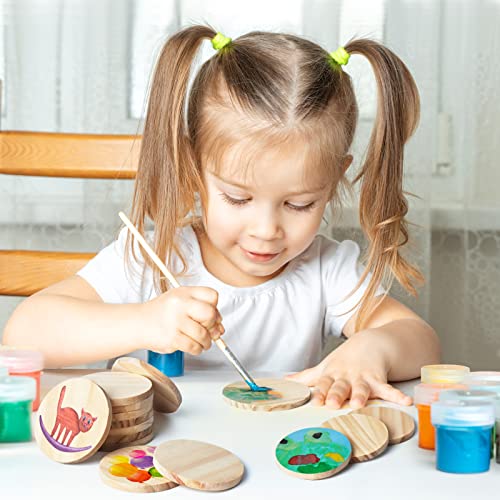 2 Inch 50 Pieces Wood Circles, GOH DODD Small Round Discs Unfinished Slices Blank Wooden Ornaments for DIY Crafts, School Projects, Decorations GOH DODD
