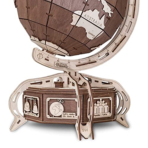 Eco Wood Art 3D Puzzle Globe Brown EWA Eco-Wood-Art
