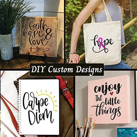 16 Piece Inspirational Word Stencil Set - Stencils for Painting on Wood - Quotes Include Dream, Faith Hope Love - Reusable Stencils for Painting on DLY LIFESTYLE