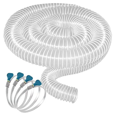 2-1/2" x 10' Heavy PVC Dust Collection Hose, Puncture Resistant PVC Dust Collection Hose, Flexible Clear PVC Fume Collection Hose with Carbon Steel Qucship