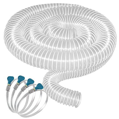 2-1/2" x 10' Heavy PVC Dust Collection Hose, Puncture Resistant PVC Dust Collection Hose, Flexible Clear PVC Fume Collection Hose with Carbon Steel
