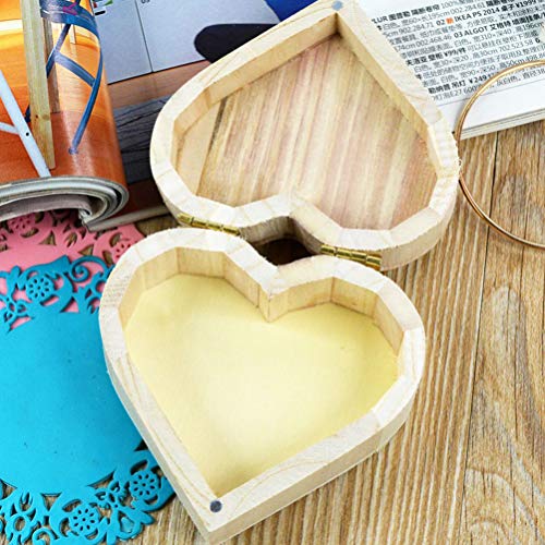 Healifty 2pcs Box Wooden Box Valentines Day Heart Wood Block Necklace Storage Heart- Shaped Wooden Things to Paint Kids Jewelry Organizer Gift