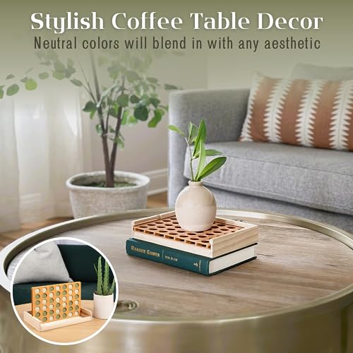 Brooklyn Neutral Wooden 4 in a Row Game- Aesthetic Board Games-Wooden Connect Four-Neutral Coffee Table Decor- Montessori Travel Games for Kids and - WoodArtSupply