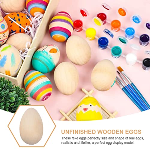 20pcs Wooden Easter Eggs to Paint Unfinished Eggs Fake Eggs for Crafts Easter Party Supply PRETYZOOM