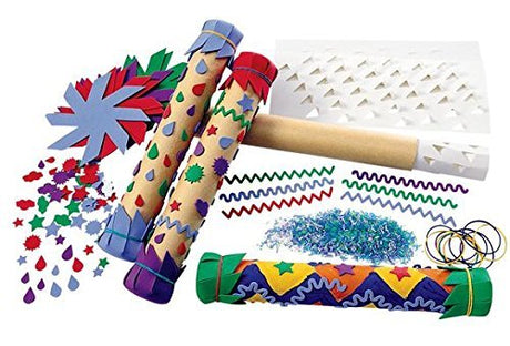 Colorations - RAINKIT DIY Rainstick Kit for Kids, Set of 12, EVA Foam and Cardboard, Native American, Craft Kit, Self-Adhesive, Toys for Kids, Early Colorations