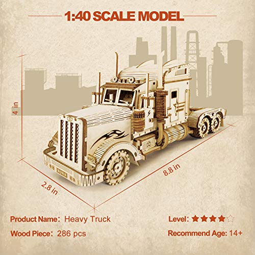 ROKR Model Car Kits Wooden 3D Puzzles Model Building Kits for Adults-Educational Brain Teaser Assembly Model for Adults to Build, Desk Decor/DIY ROKR