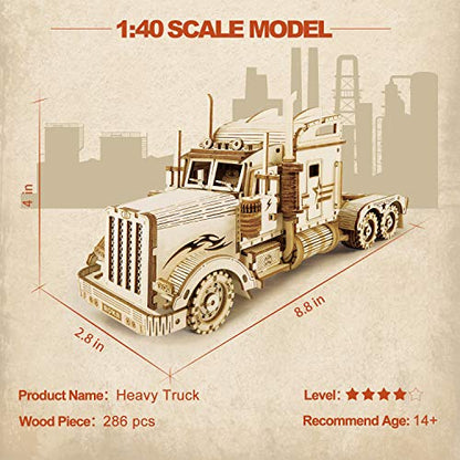 ROKR Model Car Kits Wooden 3D Puzzles Model Building Kits for Adults-Educational Brain Teaser Assembly Model for Adults to Build, Desk Decor/DIY