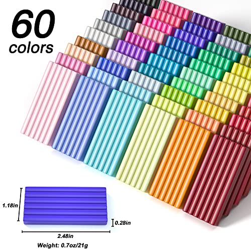 Polymer Clay, Shuttle Art 60 Colors Oven Bake Modeling Clay, Creative Clay Kit with 19 Clay Tools and 16 Kinds of Accessories, Non-Toxic, Non-Sticky, Shuttle Art