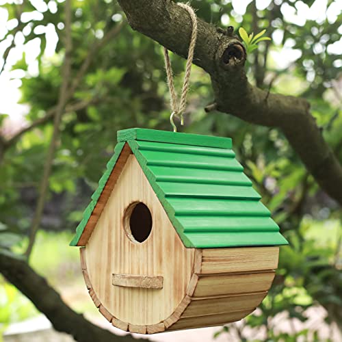 STARSWR Bird House,Outdoor Birdhouse, Natural Wooden Bird Houses for Outside Clearance Bluebird Finch Cardinals Hanging Bird Box Garden Viewing STARSWR