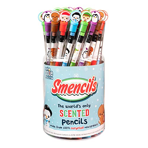 Scentco Holiday Smencils Cylinder - HB #2 Scented Pencils, 50 Count, Gifts for Kids, Party Favors - WoodArtSupply