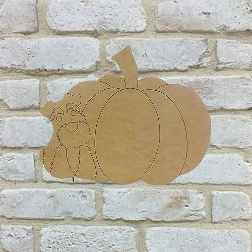 Pumpkin with Yorkie, Fall Shape, Unfinished Wood Cutout, Paint by Line, Build-A-Cross Build-A-Cross