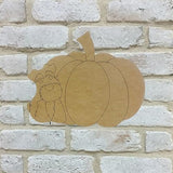 Pumpkin with Yorkie, Fall Shape, Unfinished Wood Cutout, Paint by Line, Build-A-Cross Build-A-Cross