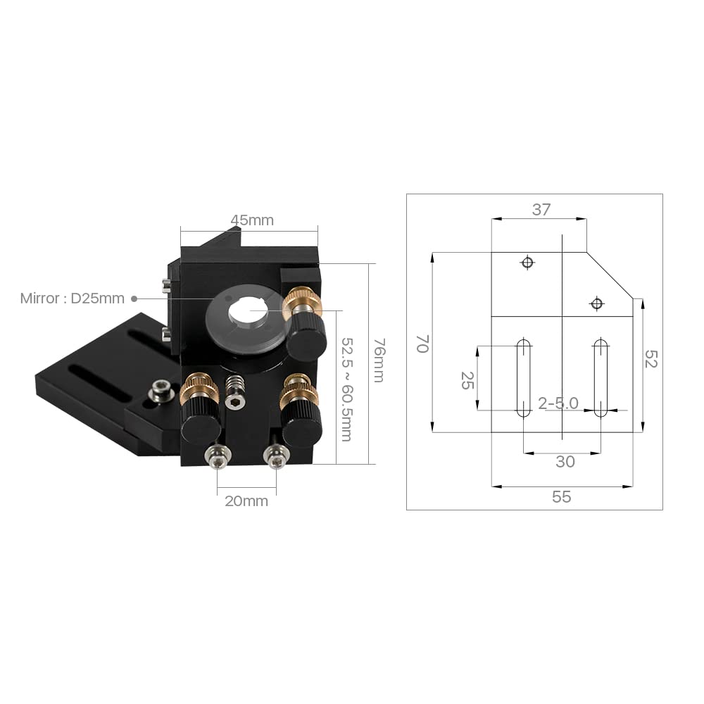 Cloudray C Series Head Set with 1 PCS USA CVD Focus Lens D20mm FL50.8mm and 3 PCS Si Mirrors D25mm (Set A) - WoodArtSupply