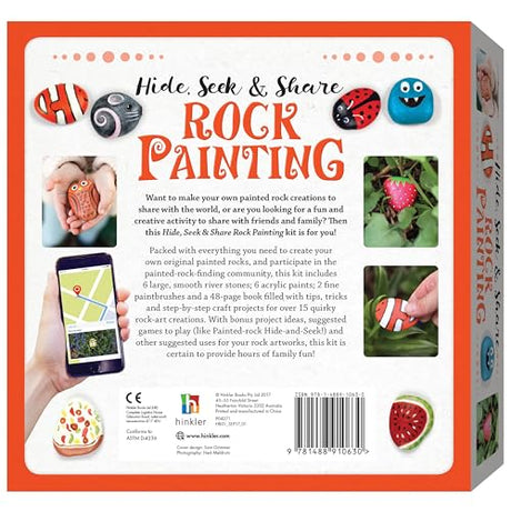 Hide and Seek Rock Painting Kit-This Complete Starter Kit includes all you need to create over 15 Quirky Rock-Art Creations Hinkler