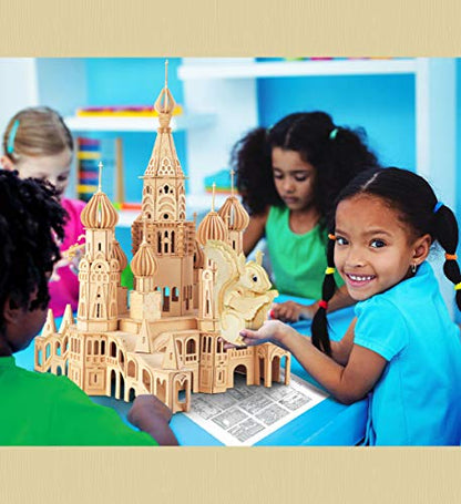 Puzzled 3D Puzzle St. Petersburg Church Wood Craft Construction Model Kit, Educational DIY Wooden Toy Assemble Model Unfinished Crafting Hobby Puzzle - WoodArtSupply