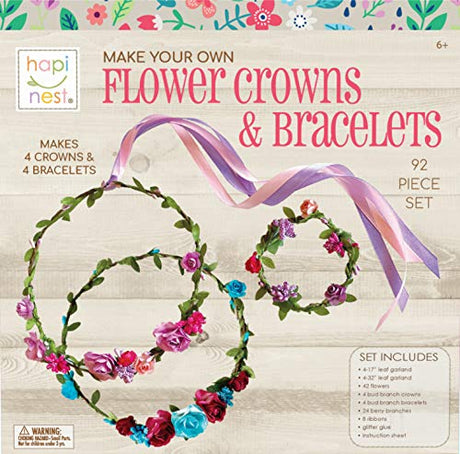 Hapinest Make Your Own Flower Crowns and Bracelets Craft Kit for Girls Gifts Ages 6 7 8 9 10 Years Old and Up Hapinest