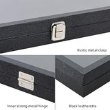 Ikee Design Leatherette Wooden Jewelry Display Case with Glass Top and Black Velvet Pad, Home Organization Storage Box, Wooden Jewelry Tray for Ikee Design