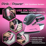 Pink Power Sandpaper for 20V PP204 Cordless Electric Hand Sander - Detail Sand Paper Hook & Loop P60/P80/P120 Grit Sandpaper Pads for Wood, Pink Power