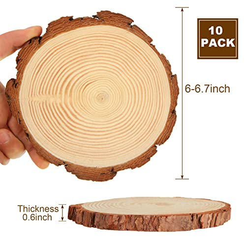 10pcs 6-7 Inch Nature Wood Slice for Weddings, Wood Slice