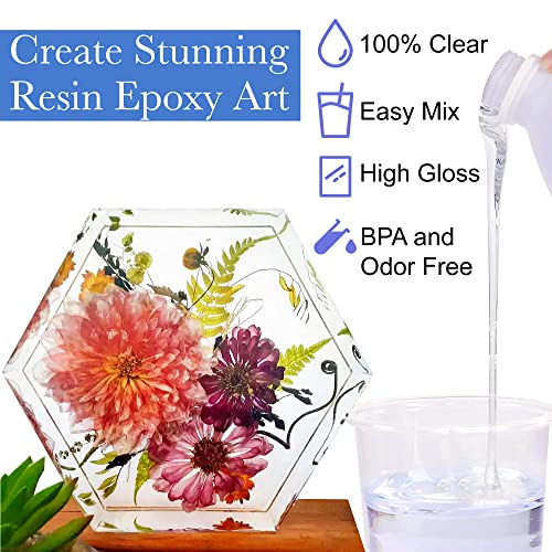 Extra Deep Pour Resin Epoxy Kit (2 to 4 inch Pours), 1.5 GL, UV Resistant, Low Odor, Crystal Clear, Bubble Free, 2:1 Art Casting Resin, River Tables, unicone art