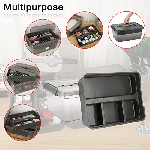  BTSKY Plastic Storage Box& Carry Box, Plastic Multipurpose  Portable Tool Box Sewing Box Organizer with Removable 4 Compartments Tray  and Locking Lid & Handle(S) : Arts, Crafts & Sewing