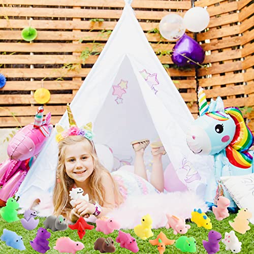Mochi Squishy Toys, 24 pcs Dinasaur Squishy Animal Party Favors for Kids Classroom Prize Stress Relief Squishies Bulk Gift for Birthday Pinata Goodie KINGYAO