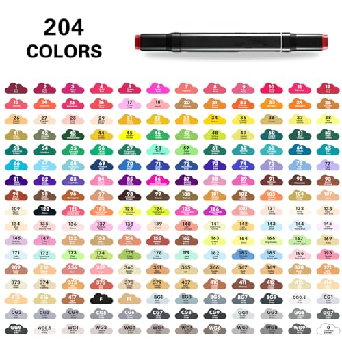 Vokiuler Alcohol Markers,204 Colors Art Markers for Artists with