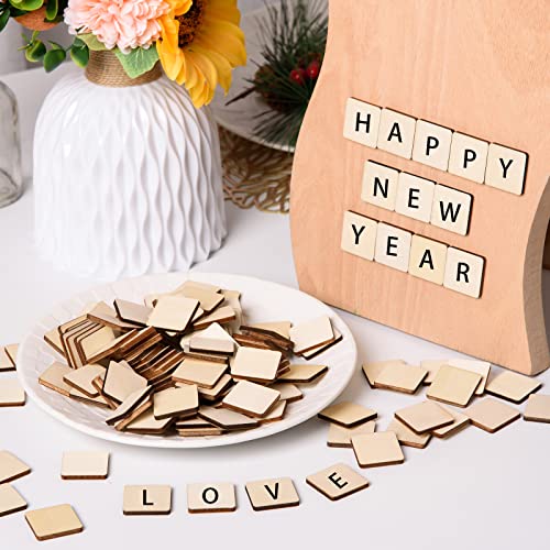 800 Pieces Unfinished Wood Pieces Blank Wood Squares Cutouts DIY Square Wood Slices Ornaments Round Corner Wooden Cutouts for DIY Crafts Decoration